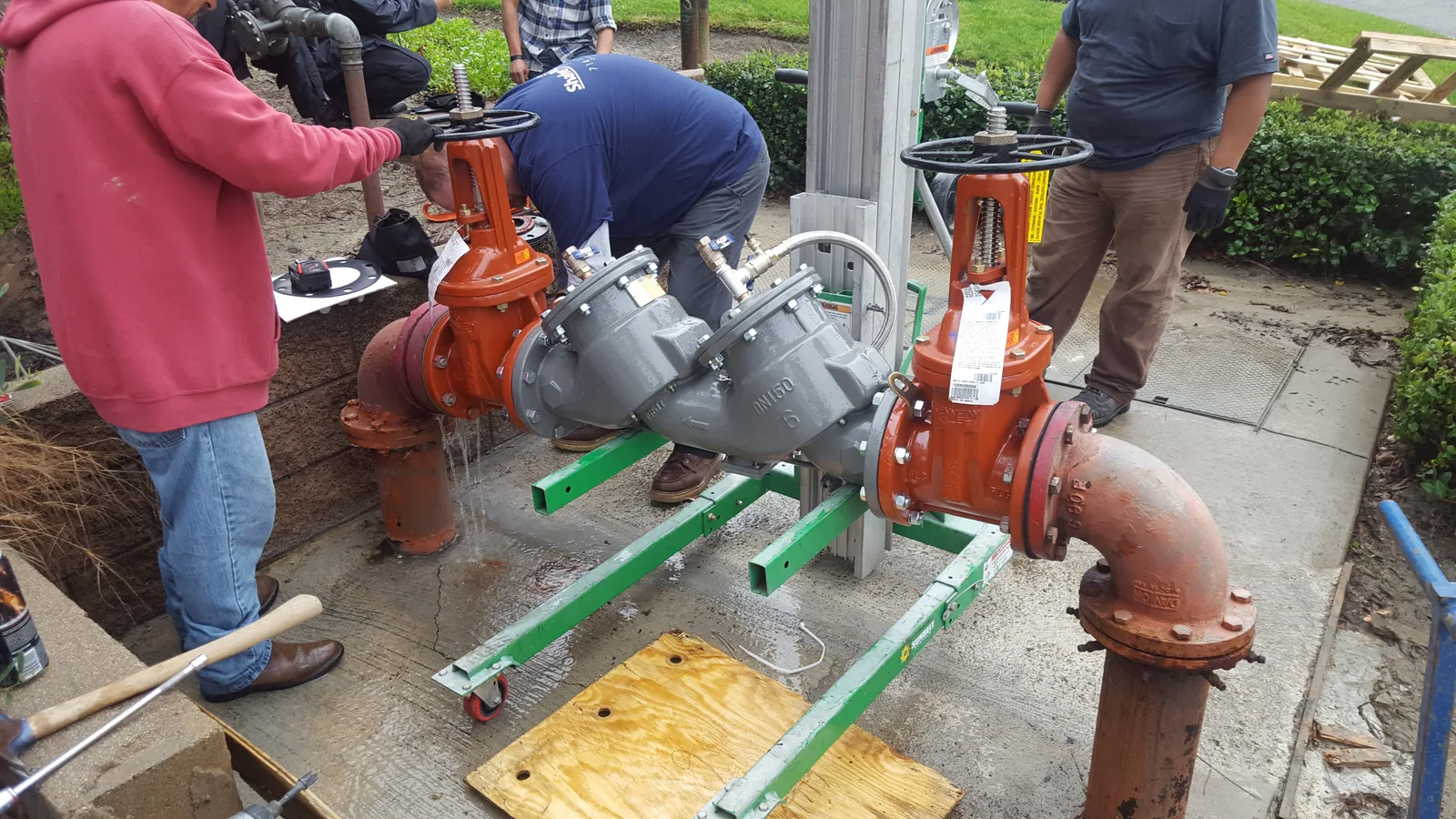 Six-inch backflow preventer installation