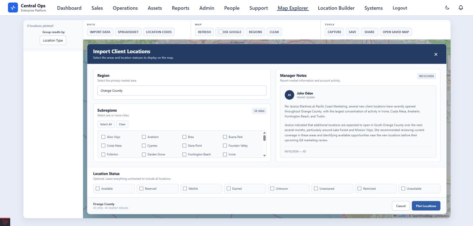 Map Explorer geographic interface